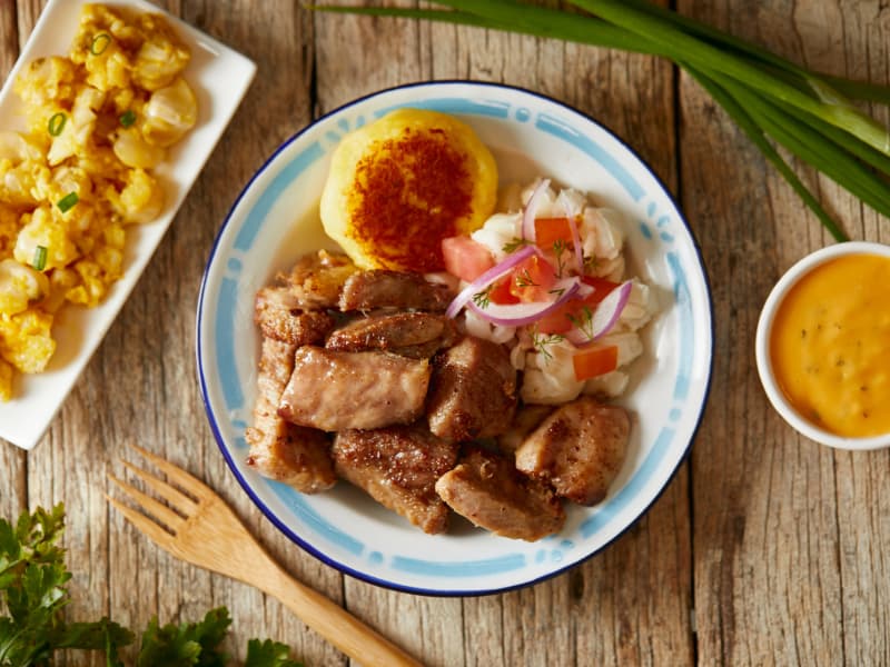 Fritada with llapingachos